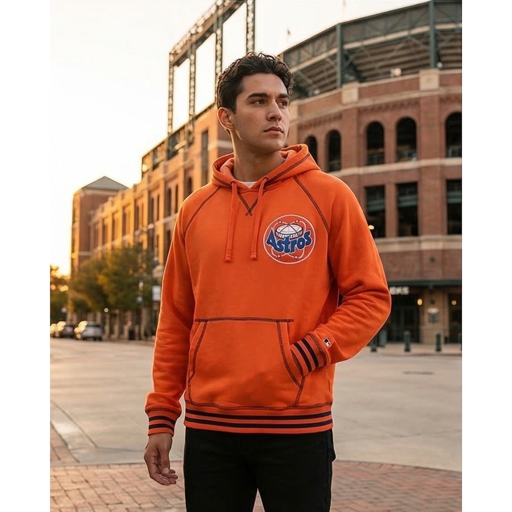 Houston Astros MLB Stitches Cooperstown Collection Orange‎ Hoodie XL NWT DEFECT